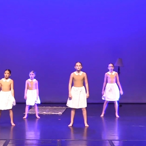 Custom Beige & White Lyrical / Contemp Dress Dance Costume - Picture 5 of 5